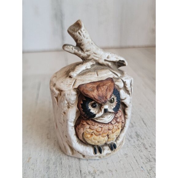 Owl bell scenic bird tree ornament Xmas woods hollow - Picture 2 of 8